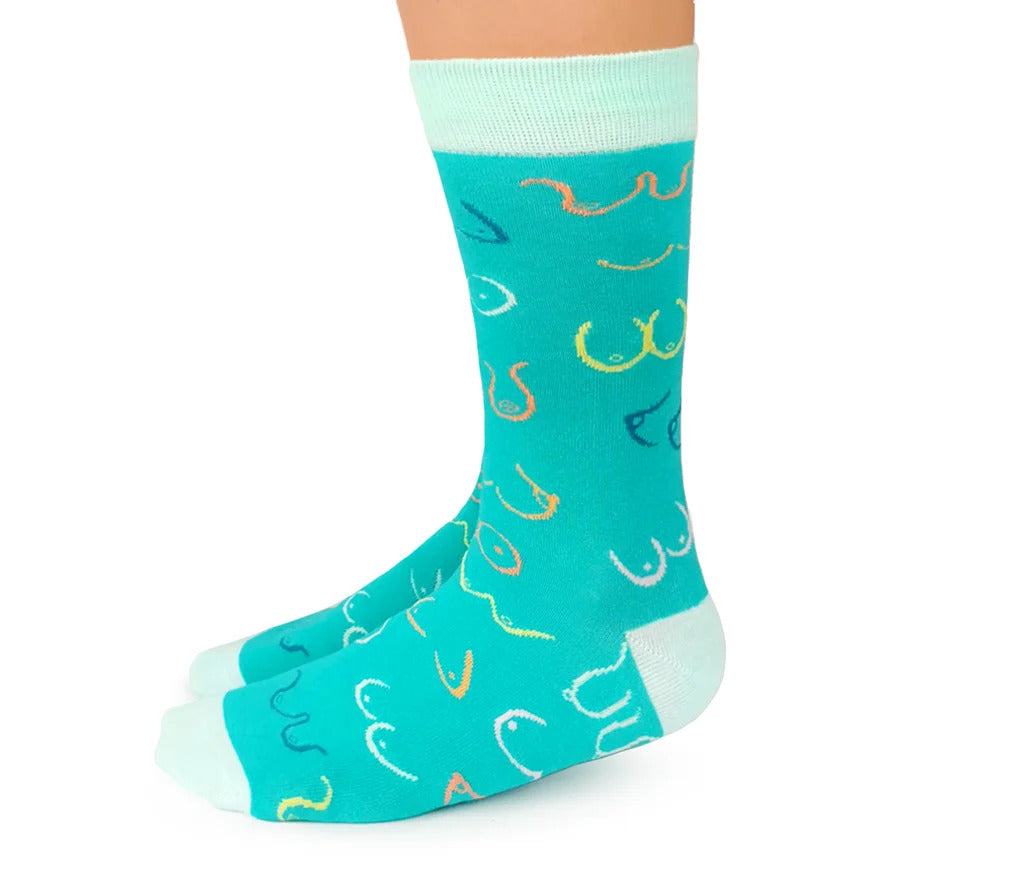 SIMPLY THE BREAST TEAL CREW SOCKS - WOMENS