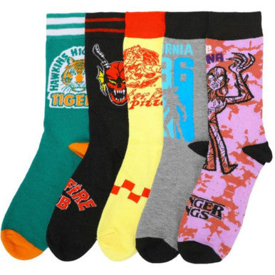 STRANGER THINGS MENS CREW SOCKS 5 PAIR